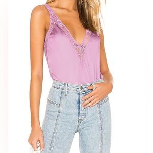 Free People Tops | All In My Head Cami | Lace Trim | Pink/Purple | XS